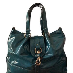 Chloe Blue and Green Shoulder Bag with Gold Hardware